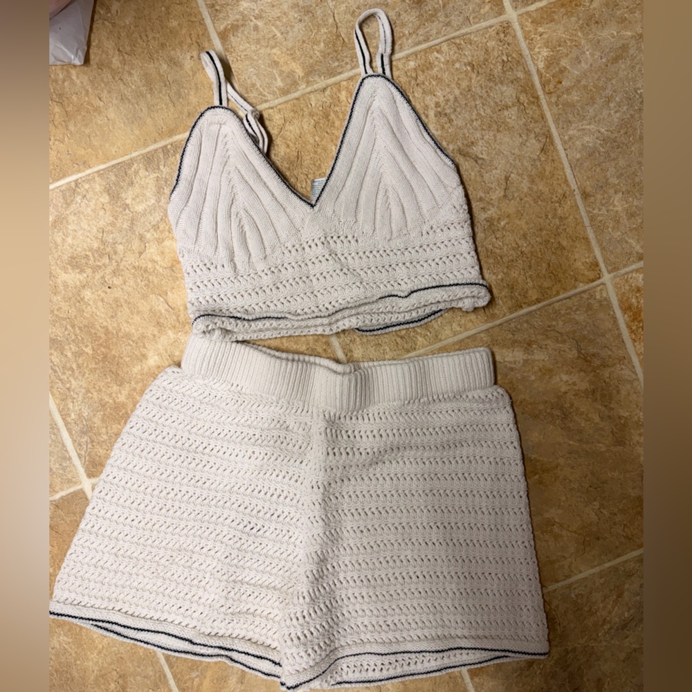 wild fable Cream Knit Two-Piece Bralette & Short Set